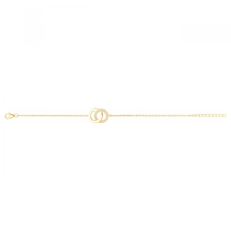 Bracelet femme carador en plaqué or avec oxydes de zirconium motif 2 cercles entrelacés