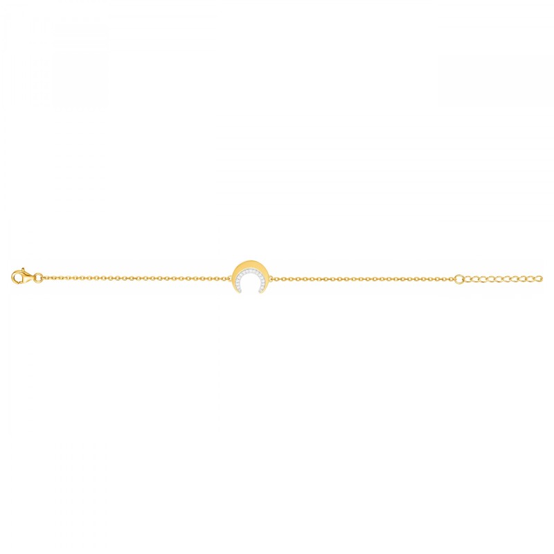 Bracelet fantaisie femme carador en plaqué or avec oxydes de zirconium modèle croissant de lune