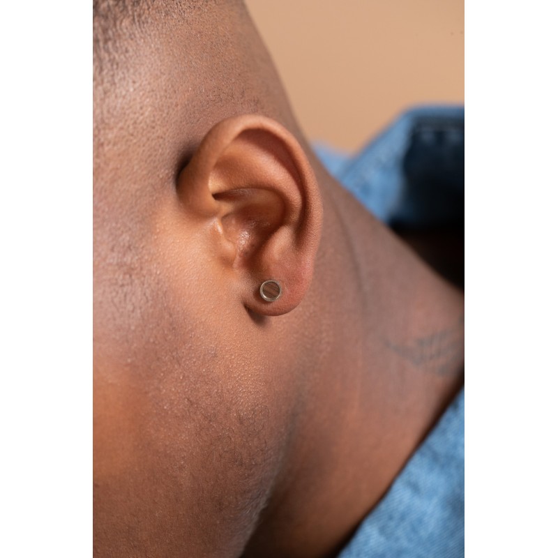 Boucles d'oreilles Clous Homme Phebus en acier et imprimé bois