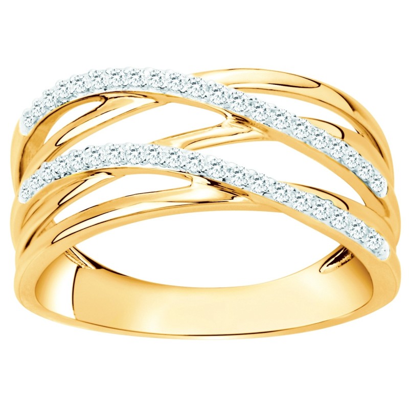 Bague Fantaisie Femme Carador - Plaqué Or - Oxydes de Zirconium