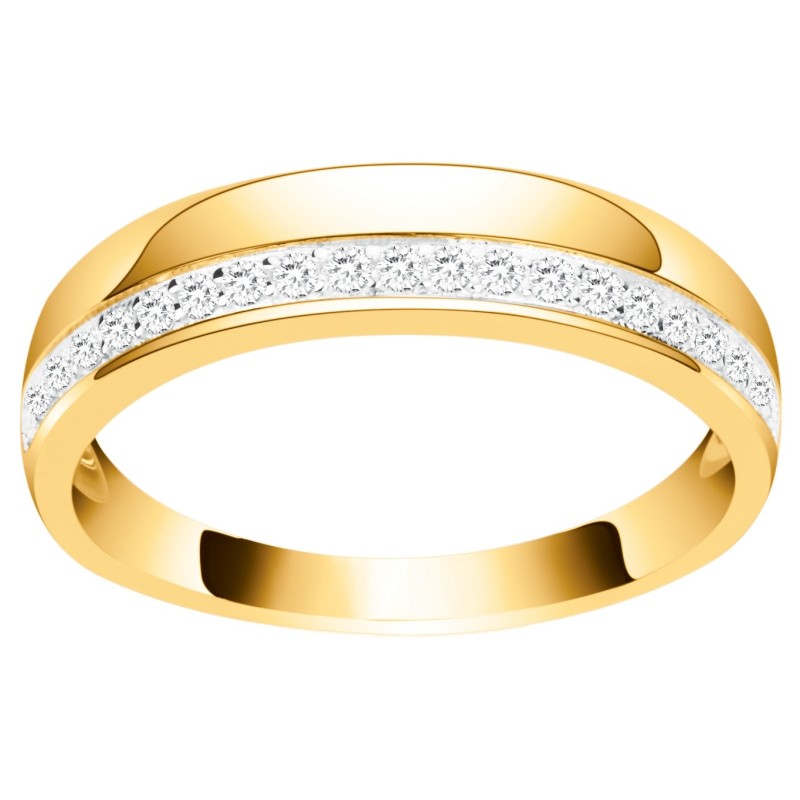Bague femme type alliance plaqué or carador et oxydes de zirconium
