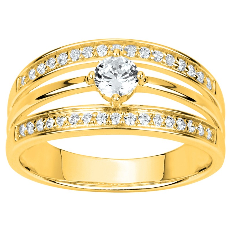 Bague Fantaisie Femme Carador - Plaqué Or - Oxydes de Zirconium