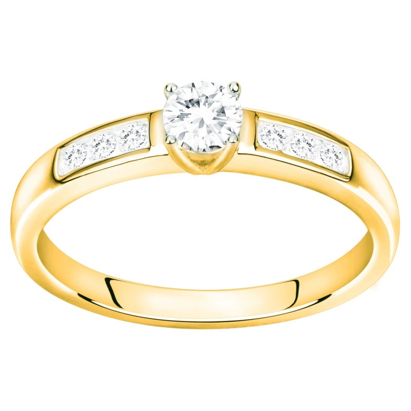 Bague Femme Solitaire Carador - Plaqué Or - Oxydes de Zirconium