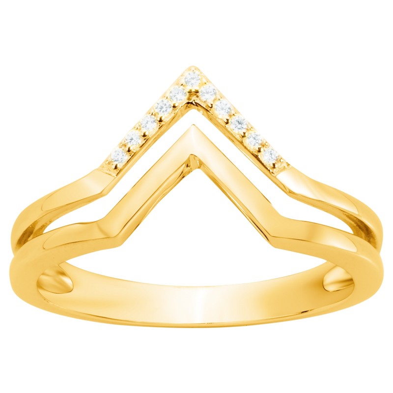 Bague fantaisie femme carador en plaqué or avec oxydes de zirconium