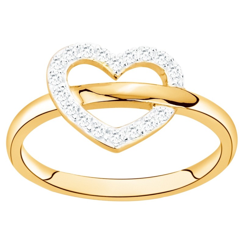 Bague fantaisie femme Carador en  plaqué or et oxydes de zirconium motif cœur