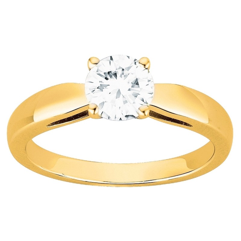 Bague femme  solitaire Carador en  plaqué or et oxyde de zirconium serti 4 griffes