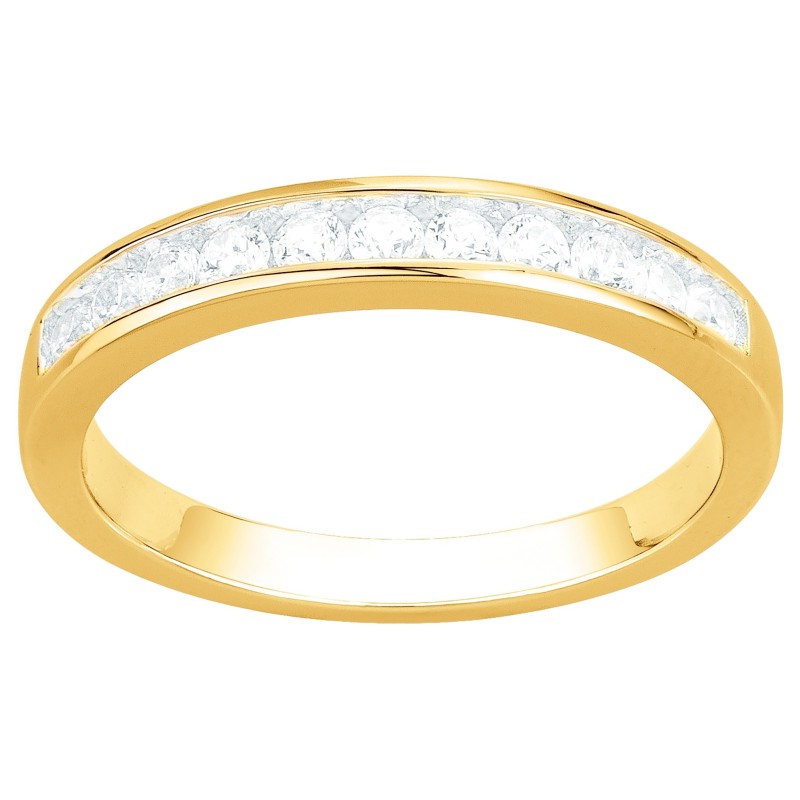 Bague femme Carador en plaqué or et oxydes de zirconium type alliance