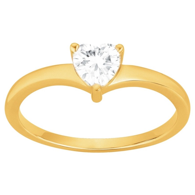 Bague femme solitaire Carador en  plaqué or et oxyde de zirconium motif cœur