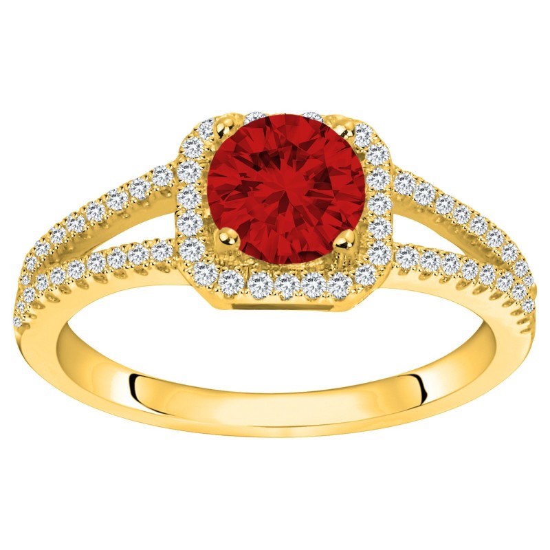 Bague fantaisie femme carador en plaqué or avec oxydes de zirconium et spinelle rouge