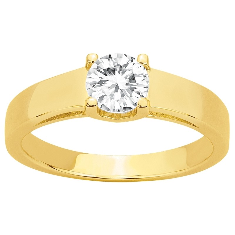 Bague femme  solitaire Carador en plaqué or et oxyde de zirconium