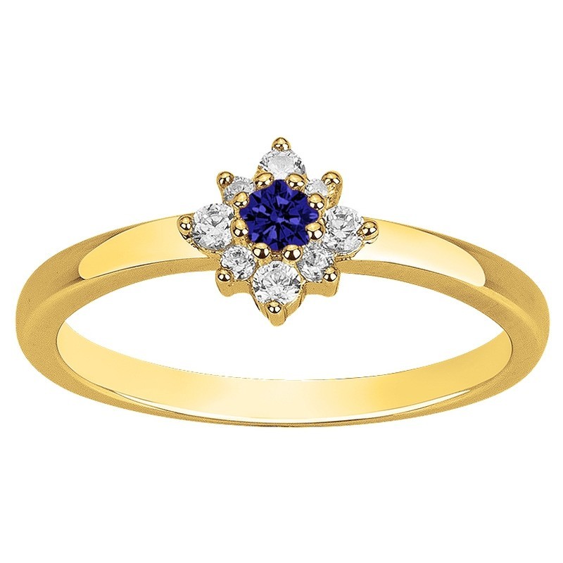 Bague fantaisie femme carador en plaqué or avec oxydes de zirconium et spinelle bleu