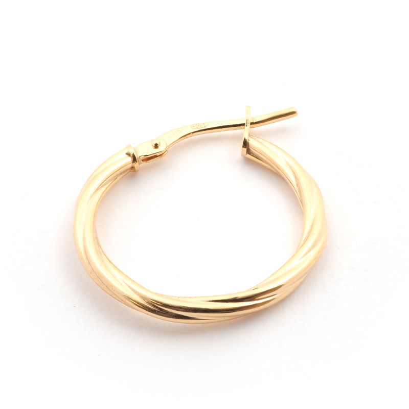 Boucles d'oreilles créoles torsadées femme carador en or jaune 375/000 fil 2mm