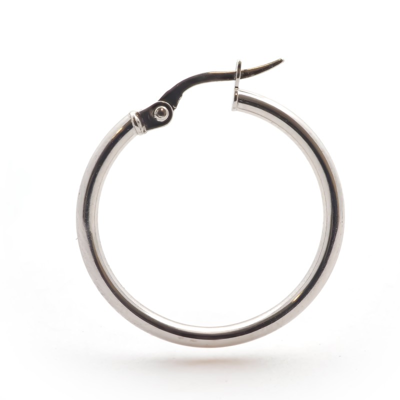 Boucles d'oreilles créoles femme carador en or blanc 375/000 fil 2mm