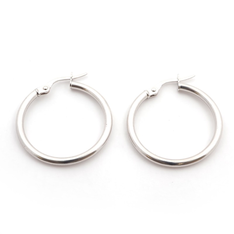 Boucles d'oreilles créoles femme carador en or blanc 375/000 fil 2mm