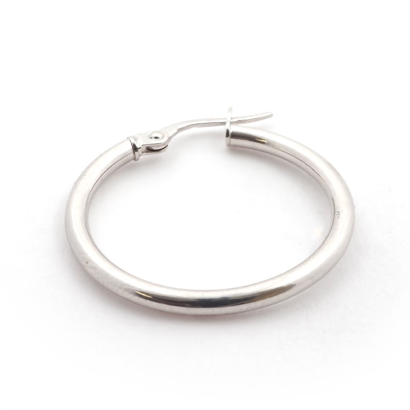 Boucles d'oreilles créoles femme carador en or blanc 375/000 fil 2mm