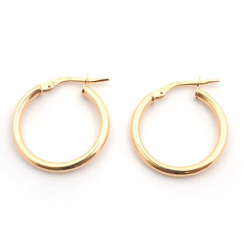 Boucles d'oreilles créoles femme carador en or jaune 375/000 fil rond 2mm