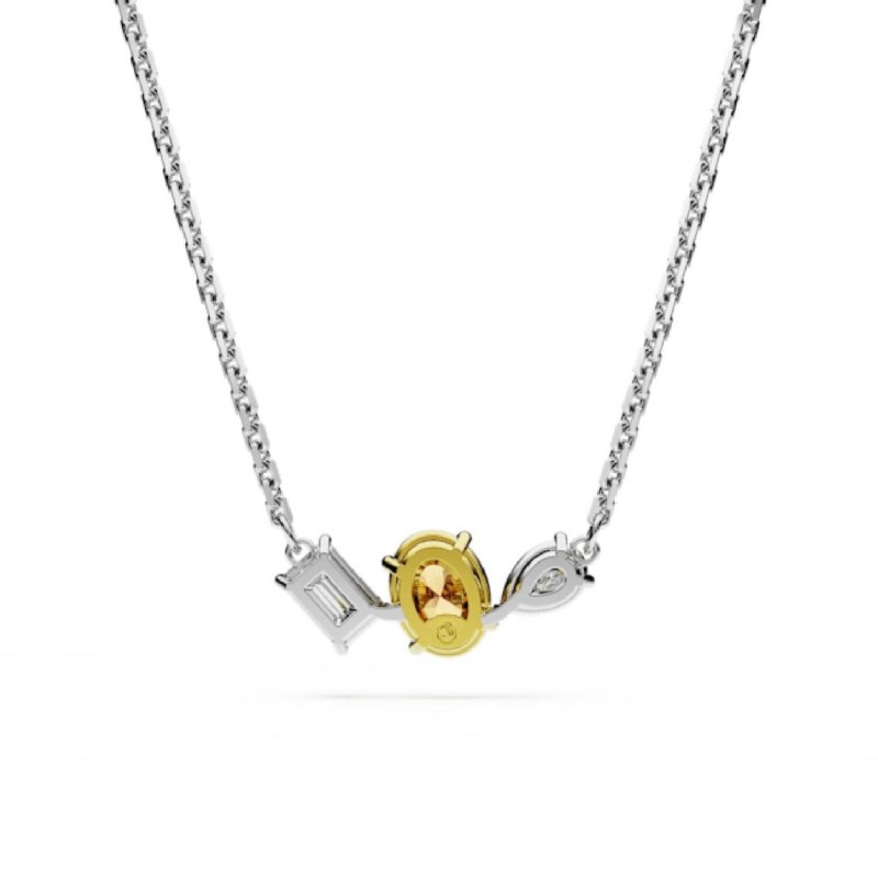 Collier fantaisie femme Swarovski métal argenté avec cristaux jaune et blanc collection Mesmera