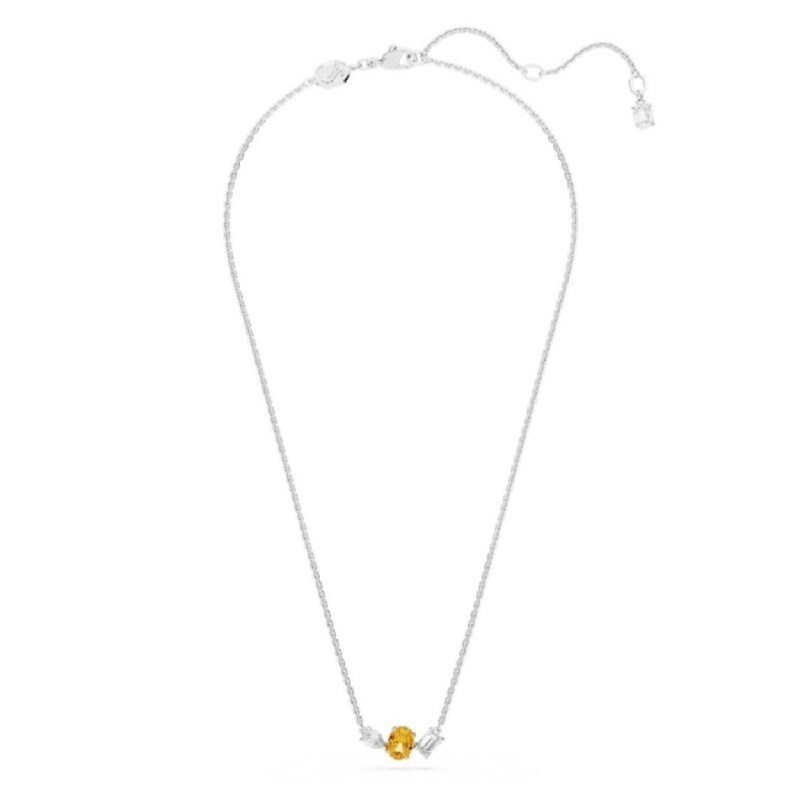 Collier fantaisie femme Swarovski métal argenté avec cristaux jaune et blanc collection Mesmera