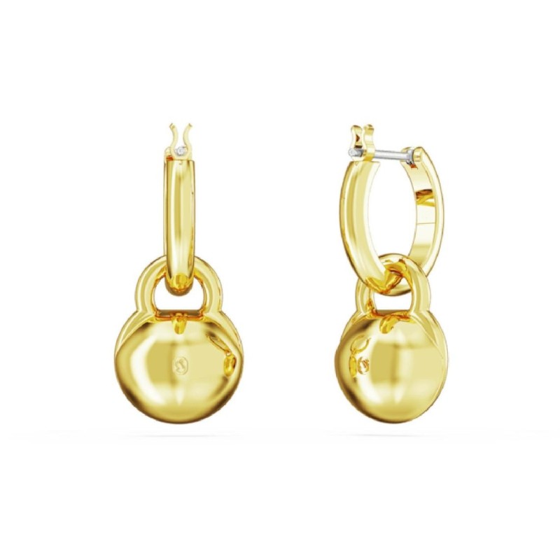 Boucles d'oreilles créoles fantaisie Swarovski femme métal doré avec cristaux blanc collection Dextera