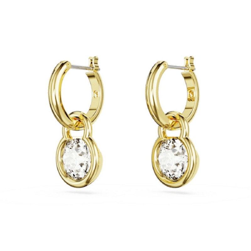 Boucles d'oreilles créoles fantaisie Swarovski femme métal doré avec cristaux blanc collection Dextera
