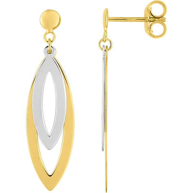 Boucles d'oreilles Carador Pendantes  en or  750/000 bicolore