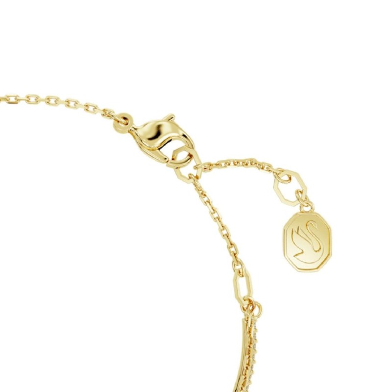 Bracelet fantaisie jonc et chaînette Swarovski femme métal doré avec cristaux jaune et vert collection Stilla