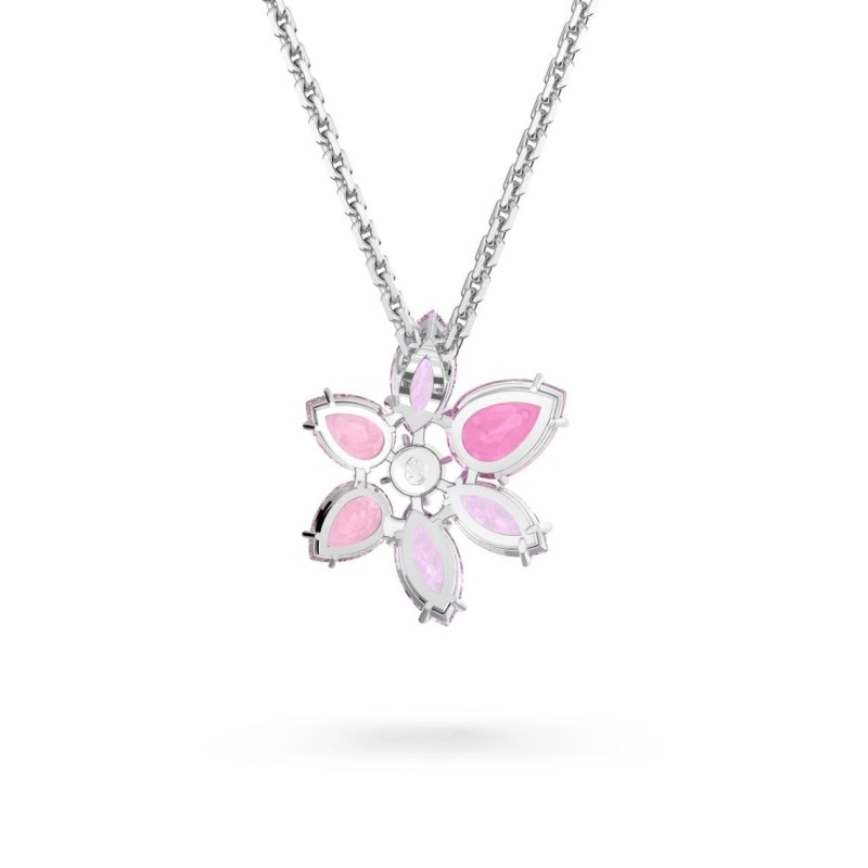 Collier fantaisie femme Swarovski métal argenté avec cristaux rose et violet collection Gema