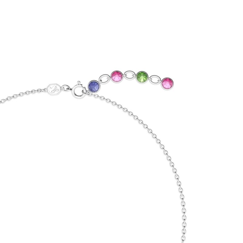 Collier fantaisie femme Swarovski métal argenté avec cristaux multicolores collection Gema