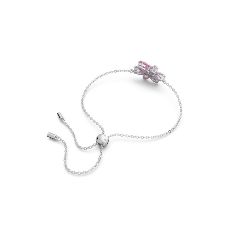 Bracelet fantaisie Swarovski femme métal argenté avec cristaux nuances de rose collection Gema