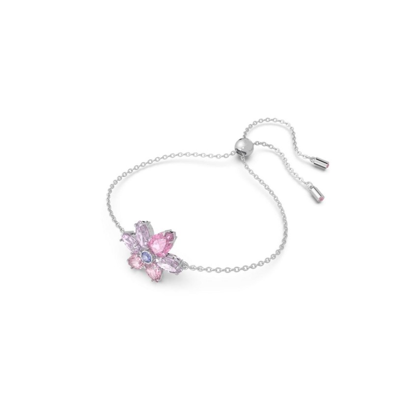 Bracelet fantaisie Swarovski femme métal argenté avec cristaux nuances de rose collection Gema