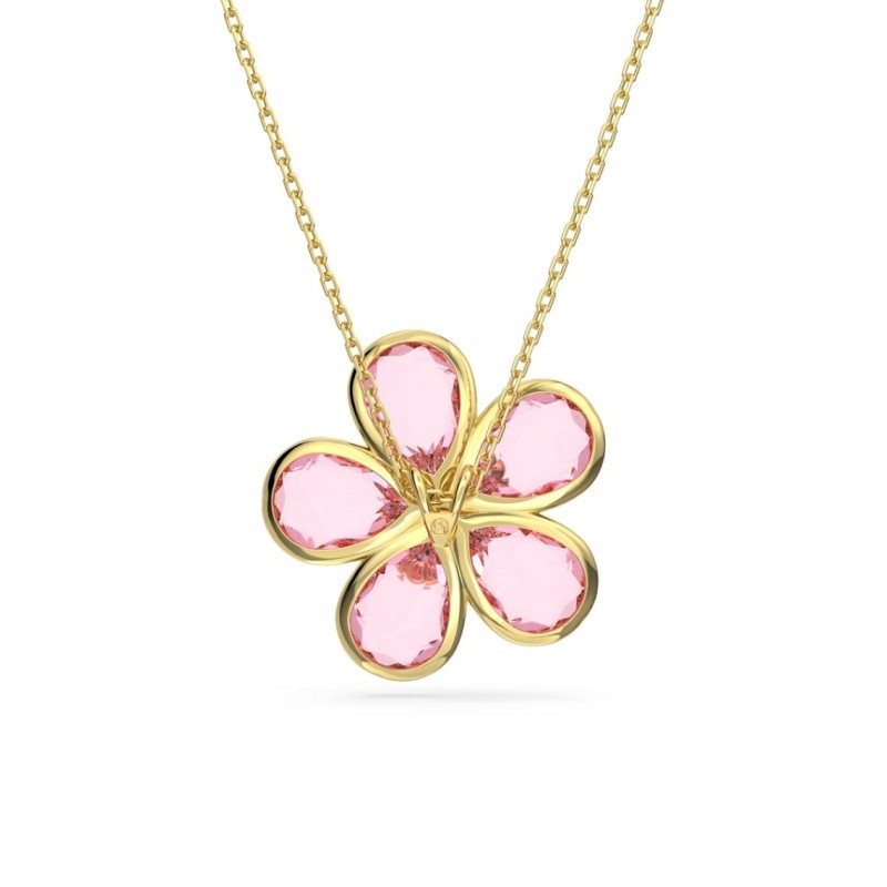 Collier fantaisie femme Swarovski métal doré avec cristaux dans les nuances de rose collection Florere