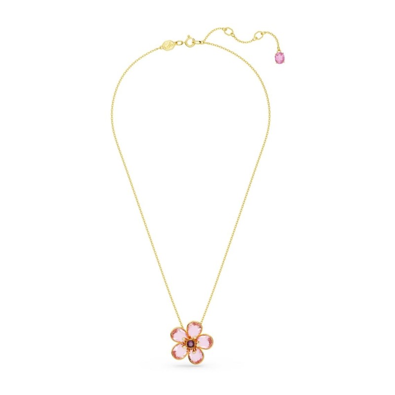 Collier fantaisie femme Swarovski métal doré avec cristaux dans les nuances de rose collection Florere