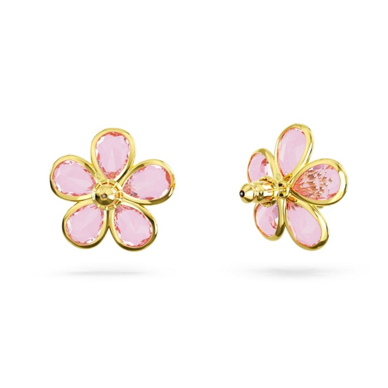Boucles d'oreilles fantaisie Swarovski femme métal doré avec cristaux en nuances de rose collection Florere