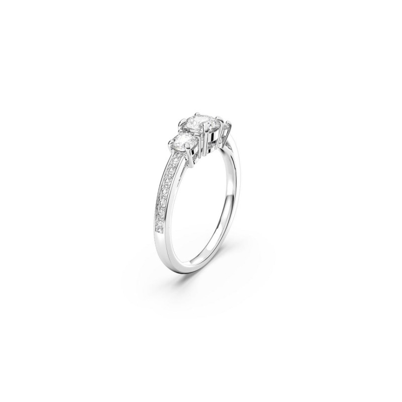 Bague fantaisie Swarovski Femme en métal argenté avec cristaux blanc collection Attract