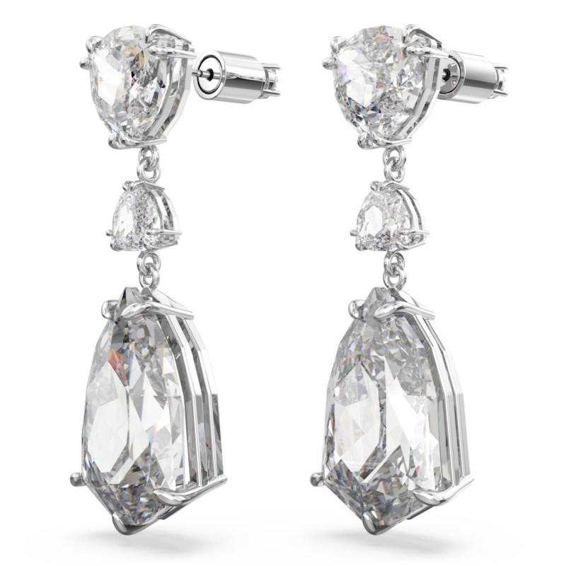 Boucles d'oreilles fantaisie Swarovski femme métal argenté avec cristaux blanc collection Mesmera