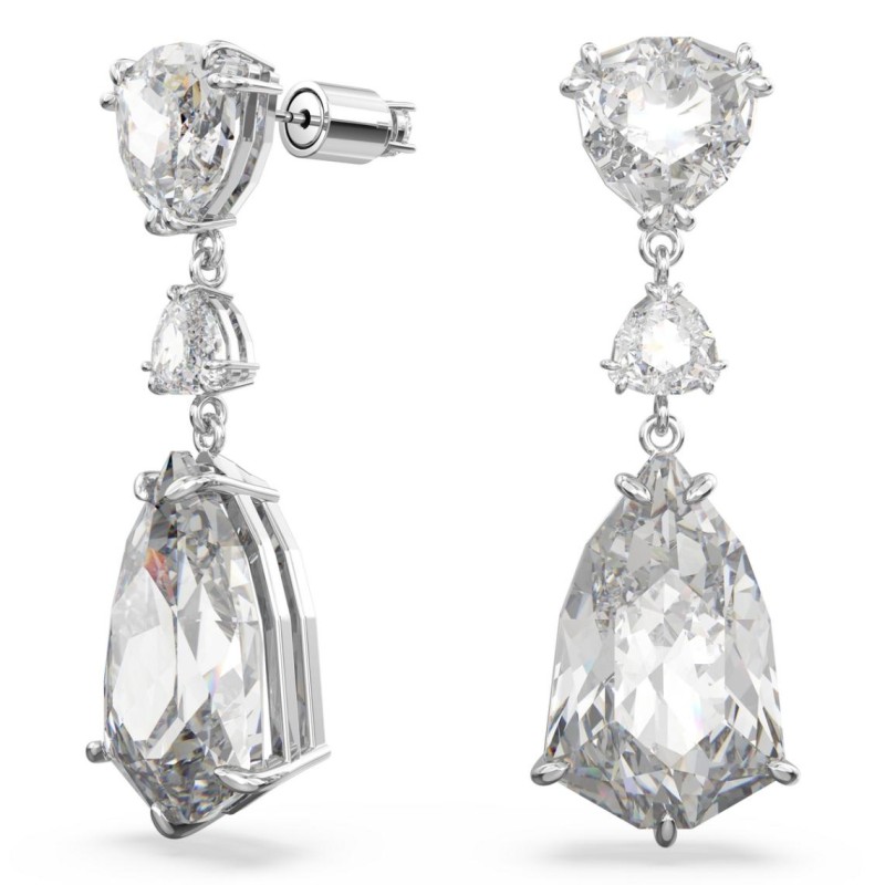 Boucles d'oreilles fantaisie Swarovski femme métal argenté avec cristaux blanc collection Mesmera