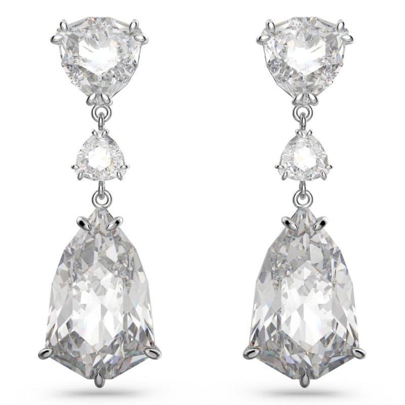 Boucles d'oreilles fantaisie Swarovski femme métal argenté avec cristaux blanc collection Mesmera