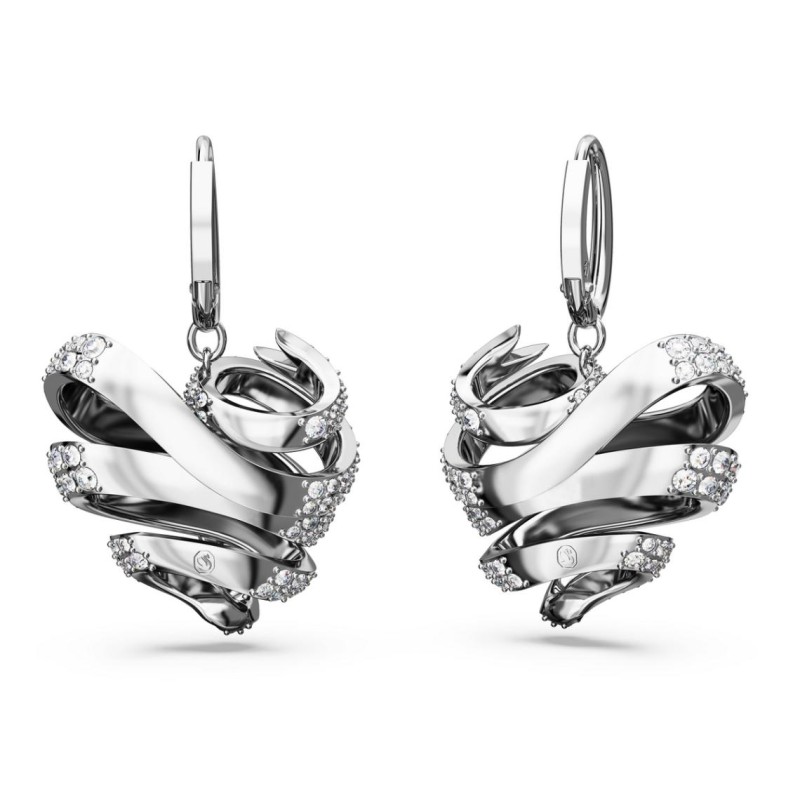 Boucles d'oreilles dormeuses Swarovski femme métal argenté avec cristaux blanc collection Volta