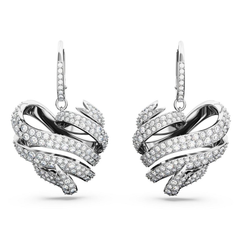 Boucles d'oreilles dormeuses Swarovski femme métal argenté avec cristaux blanc collection Volta