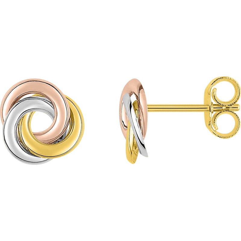 Boucles d'oreilles Carador Clous en or  750/000 blanc rose et jaune