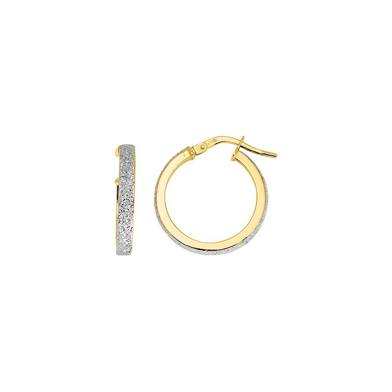 Boucles d'oreilles Carador Créoles  diamètre 15mm en or jaune 750/000 et glitter