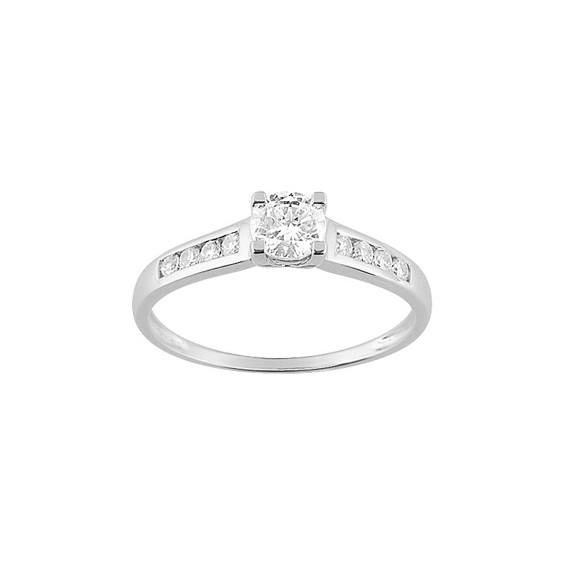 Bague Solitaire accompagné Carador en  Or Blanc 750/000 et oxydes de zirconium