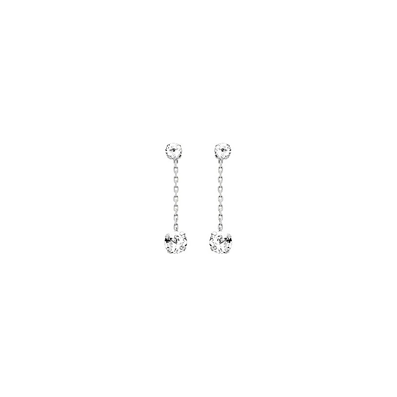 Boucles d'oreilles pendantes Carador en or blanc 750/000 et oxydes de zirconium