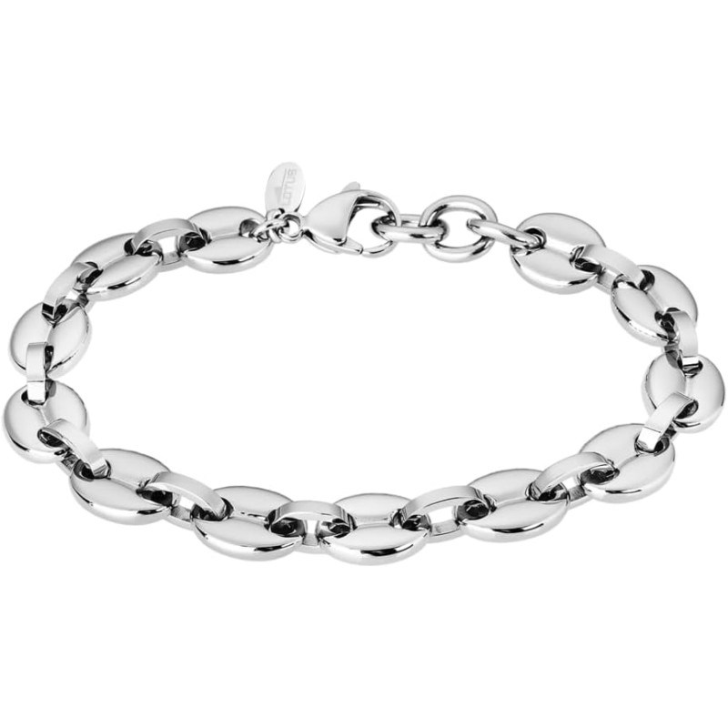 Bracelet Lotus Style urban maille grain de café en acier argenté