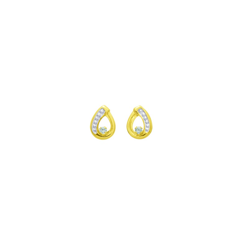 Boucles d'oreilles clous Carador en or jaune 750/000 et oxydes de zirconium