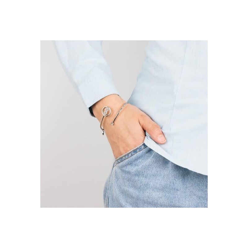 Bracelet Rigide Lotus Style Millennial femme signe infini en acier argenté avec oxydes de zirconium