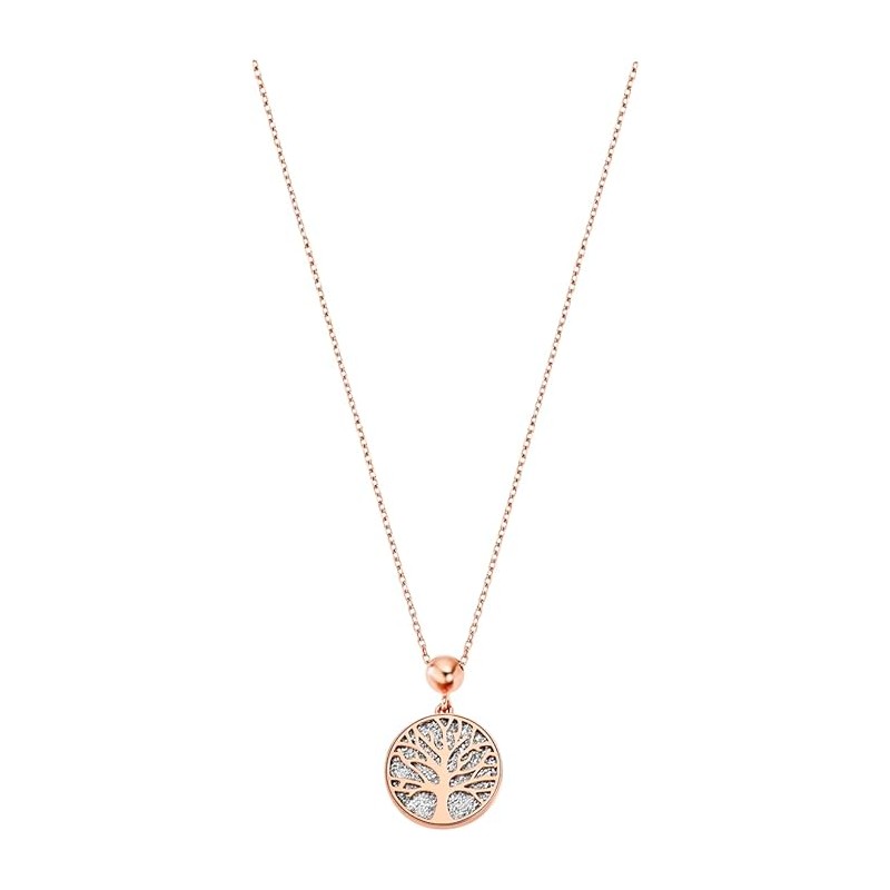 Collier Lotus Style femme en acier rosé avec un arbre de vie