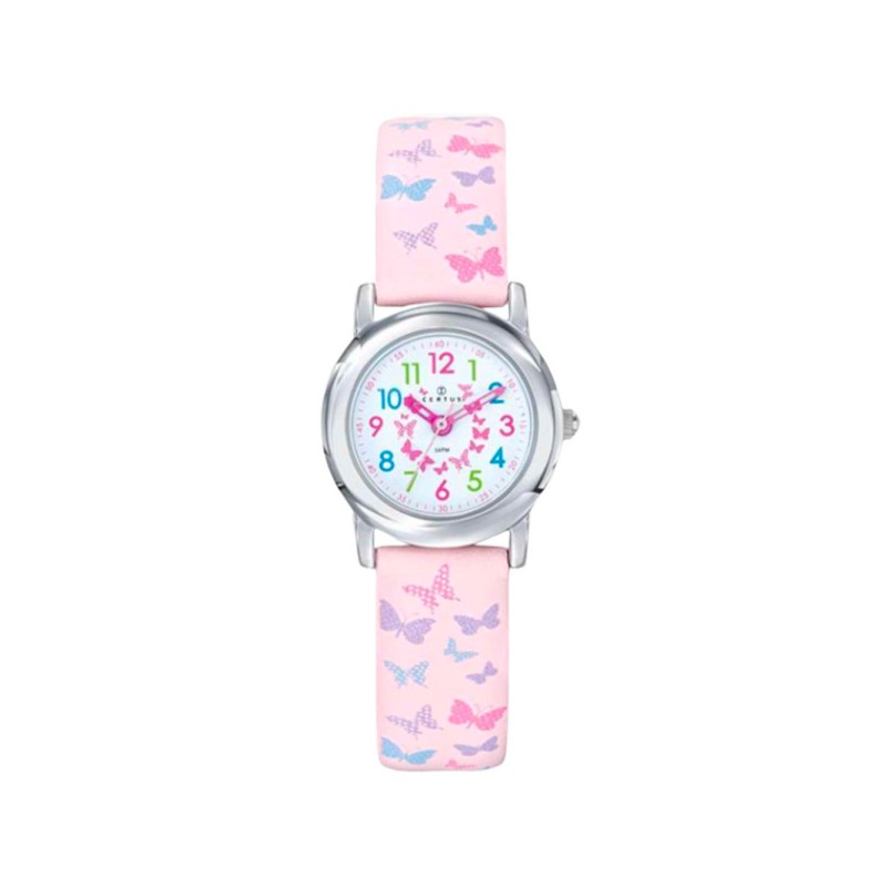 Montre Certus Junior Fille rose avec motifs papillons