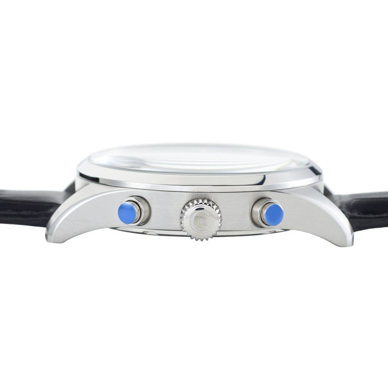 Montre Cerruti 1881 Cavareno Homme bracelet cuir noir effet croco fond de cadran bleu