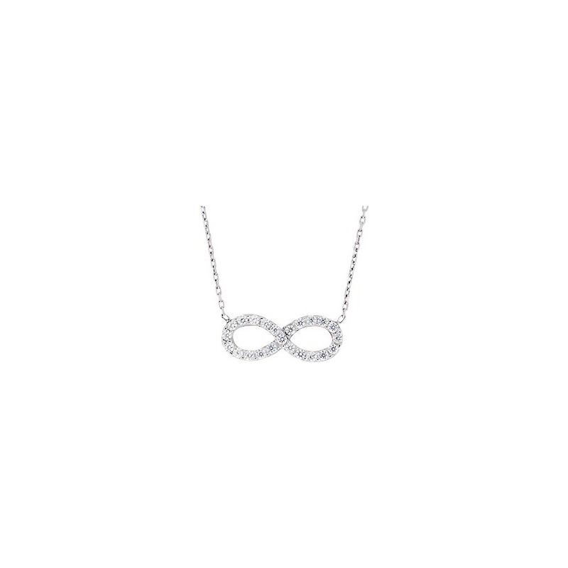 Collier femme CARADOR en or blanc 750/000 et oxydes de zirconium motif infini